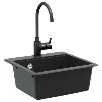 Waschbecken 80% Quarz und 20% Harz 470 x 440 mm Schwarz