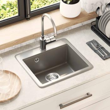 ARDEBO.de - Waschbecken 80% Quarz und 20% Harz 470 x 440 mm Grau