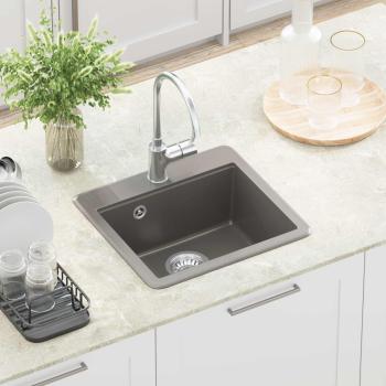 Waschbecken 80% Quarz und 20% Harz 470 x 440 mm Grau