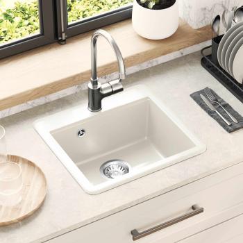 ARDEBO.de - Waschbecken 80% Quarz und 20% Harz 470 x 440 mm Weiß