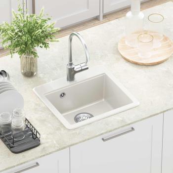 Waschbecken 80% Quarz und 20% Harz 470 x 440 mm Weiß
