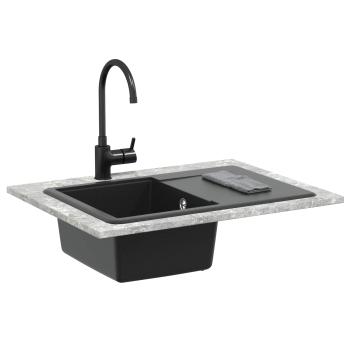 Waschbecken 80% Quarz und 20% Harz 670 x 460 mm Schwarz
