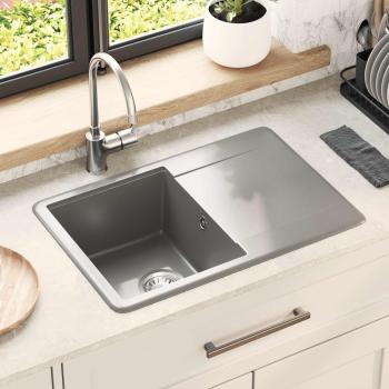 ARDEBO.de - Waschbecken 80% Quarz und 20% Harz 670 x 460 mm Grau