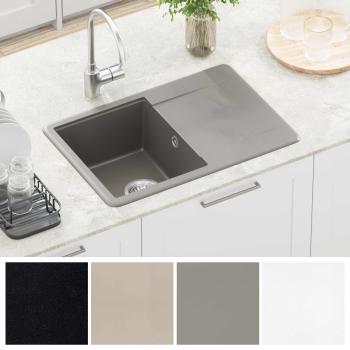 Waschbecken 80% Quarz und 20% Harz 670 x 460 mm Grau