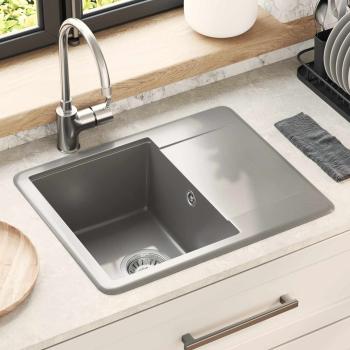 ARDEBO.de - Waschbecken 80% Quarz und 20% Harz 560 x 460 mm Grau