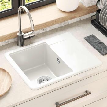 ARDEBO.de - Waschbecken 80% Quarz und 20% Harz 560 x 460 mm Weiß