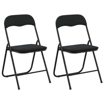 Klappstuhl 2 stk. Samt Schwarz 48 x 44 x 78 cm