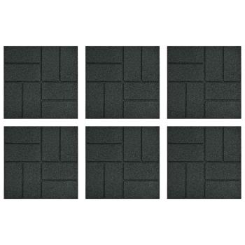 Gehwegstein 6 stk. Schwarz 40,5 x 40,5 x 2 cm Gummi