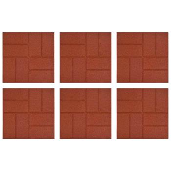 Gehwegstein 6 stk. Rot 40,5 x 40,5 x 2 cm Gummi