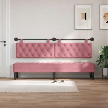 Hängendes Kopfteil Mit LED Licht Rosa Samt
