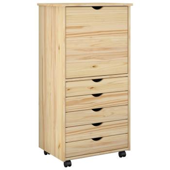 Rollschrank 53 x 39 x 103 cm Massivholz Kiefer Braun