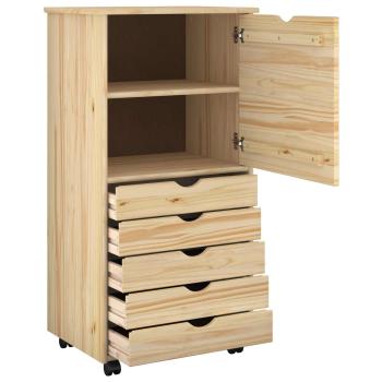 Rollschrank 53 x 39 x 103 cm Massivholz Kiefer Braun