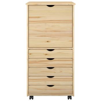 Rollschrank 53 x 39 x 103 cm Massivholz Kiefer Braun