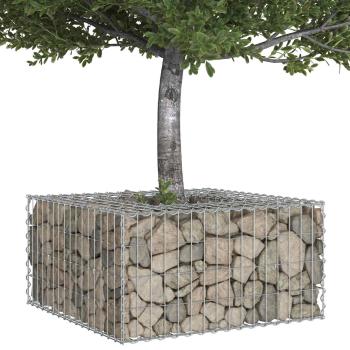 Gabionen Hochbeet 80 x 80 x 40 cm Verzinkter Stahl Silber
