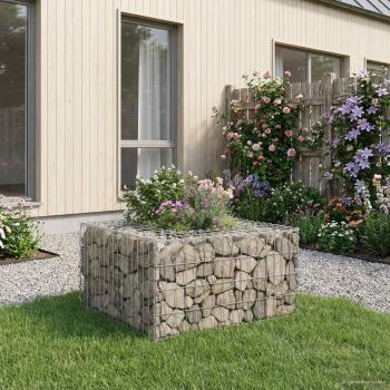 Gabionen Hochbeet 80 x 80 x 40 cm Verzinkter Stahl Silber