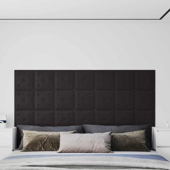 ARDEBO.de - Wandkopfteilen 12 Stk. Schwarz Kunstleder