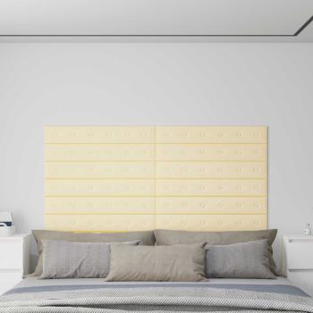 ARDEBO.de - Wandkopfteilen 12 Stk. Creme Kunstleder