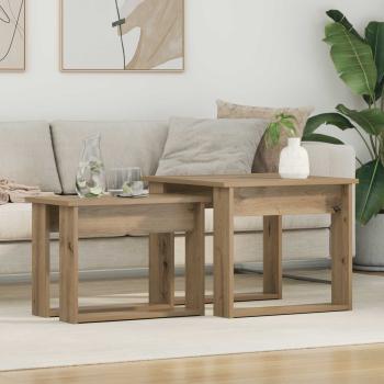 ARDEBO.de - Kaffeetisch Set 2 stk. Artisan-Eiche 50 x 52 x 42 cm