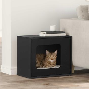 ARDEBO.de - Katzenhaus Schwarz 51 x 30 x 42,5 cm Holzwerkstoff