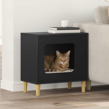 ARDEBO.de - Katzenhaus Schwarz 51 x 30 x 52 cm Holzwerkstoff