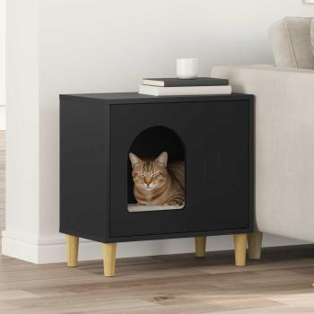 ARDEBO.de - Katzenhaus Schwarz 51 x 30 x 52 cm Holzwerkstoff