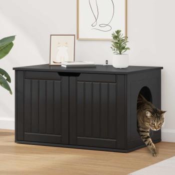 ARDEBO.de - Katzenhaus Schwarz 85 x 55 x 50,5 cm Holzwerkstoff
