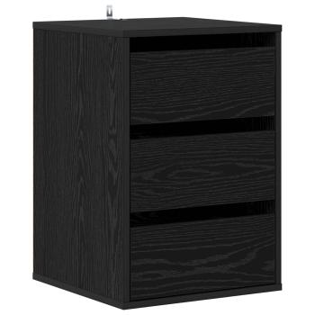 Schubladenschrank 3-Schublade Schwarz Eichen-Optik