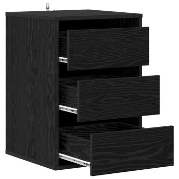 Schubladenschrank 3-Schublade Schwarz Eichen-Optik
