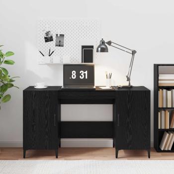 ARDEBO.de - Schreibtisch Schwarz Eichen-Optik Holzwerkstoff