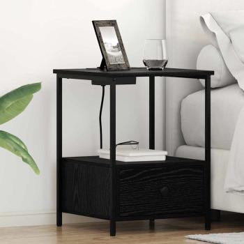 ARDEBO.de - Nachttisch 2 stk. Schwarz Eichen-Optik 42 x 41 x 56 cm