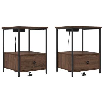 Nachttisch 2 stk. Braun Eichen-Optik 42 x 41 x 56 cm