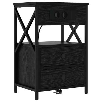 Nachttisch 2 stk. Schwarz Eichen-Optik 40 x 31 x 60 cm