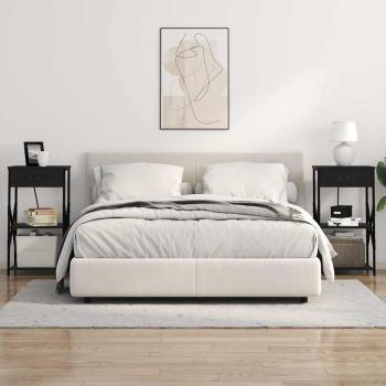 Nachttisch 2 stk. Schwarz Eichen-Optik 41 x 31 x 76 cm