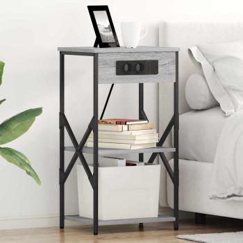 ARDEBO.de - Nachttisch Graues Sonoma 41 x 31 x 76 cm Holzwerkstoff