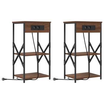 Nachttisch mit Regal 2 stk. Braun Eichen-Optik 41 x 31 x 76 cm