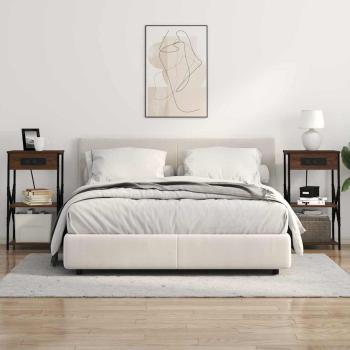 Nachttisch mit Regal 2 stk. Braun Eichen-Optik 41 x 31 x 76 cm