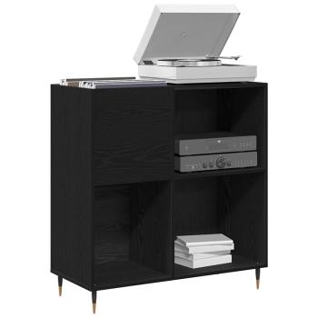 Schallplattenschrank Schwarz Eichen-Optik 85 x 38 x 89 cm