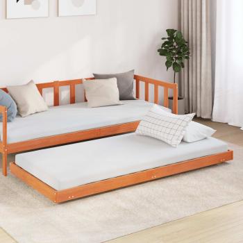 ARDEBO.de - Bettrahmen Mit Rad Wachsbraun 70 x 190 cm Massives Kiefernholz
