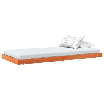 Bettrahmen Mit Rad Wachsbraun 70 x 190 cm Massives Kiefernholz
