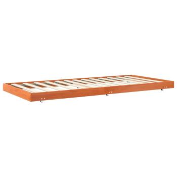 Bettrahmen Mit Rad Wachsbraun 70 x 190 cm Massives Kiefernholz