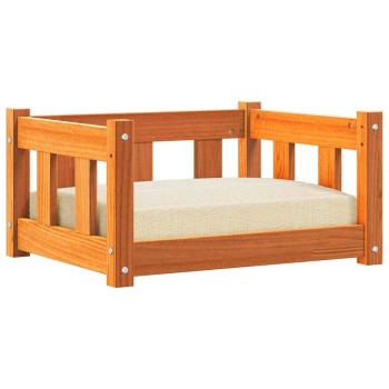 Hundebett 55 x 45 x 28 cm Massives Kiefernholz Wachsbraun