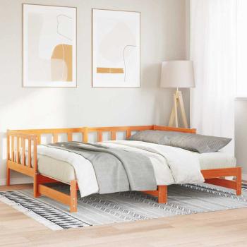 ARDEBO.de - Ausziehbares Tagesbett Wachsbraun 203,5 x 164 x 66 cm