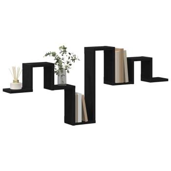 Wandregal Wandmontiert Schwarz Eichen-Optik 104,5 x 43 x 10 cm