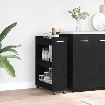 ARDEBO.de - Schrank Mit Rad Schwarz Eichen-Optik 60 x 22 x 79 cm