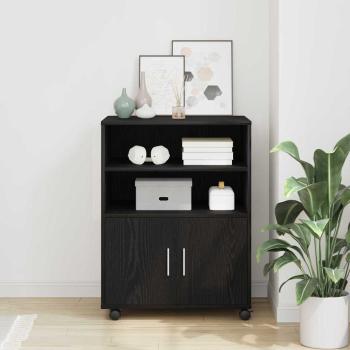 ARDEBO.de - Schrank Schwarz Eichen-Optik 60 x 48 x 74,5 cm Mit Rädern