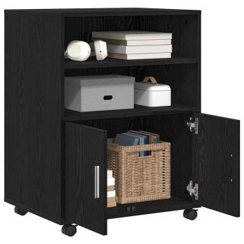 Schrank Schwarz Eichen-Optik 60 x 48 x 74,5 cm Mit Rädern
