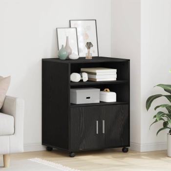 Schrank Schwarz Eichen-Optik 60 x 48 x 74,5 cm Mit Rädern