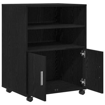 Schrank Schwarz Eichen-Optik 60 x 48 x 74,5 cm Mit Rädern