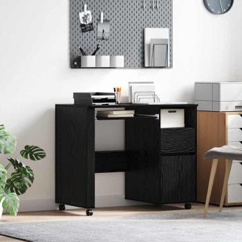 ARDEBO.de - Tisch mit Rädern Schwarz Eichen-Optik Holzwerkstoff