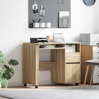ARDEBO.de - Tisch mit Rädern Sonoma-Eiche Holzwerkstoff 91 x 50 x 77 cm